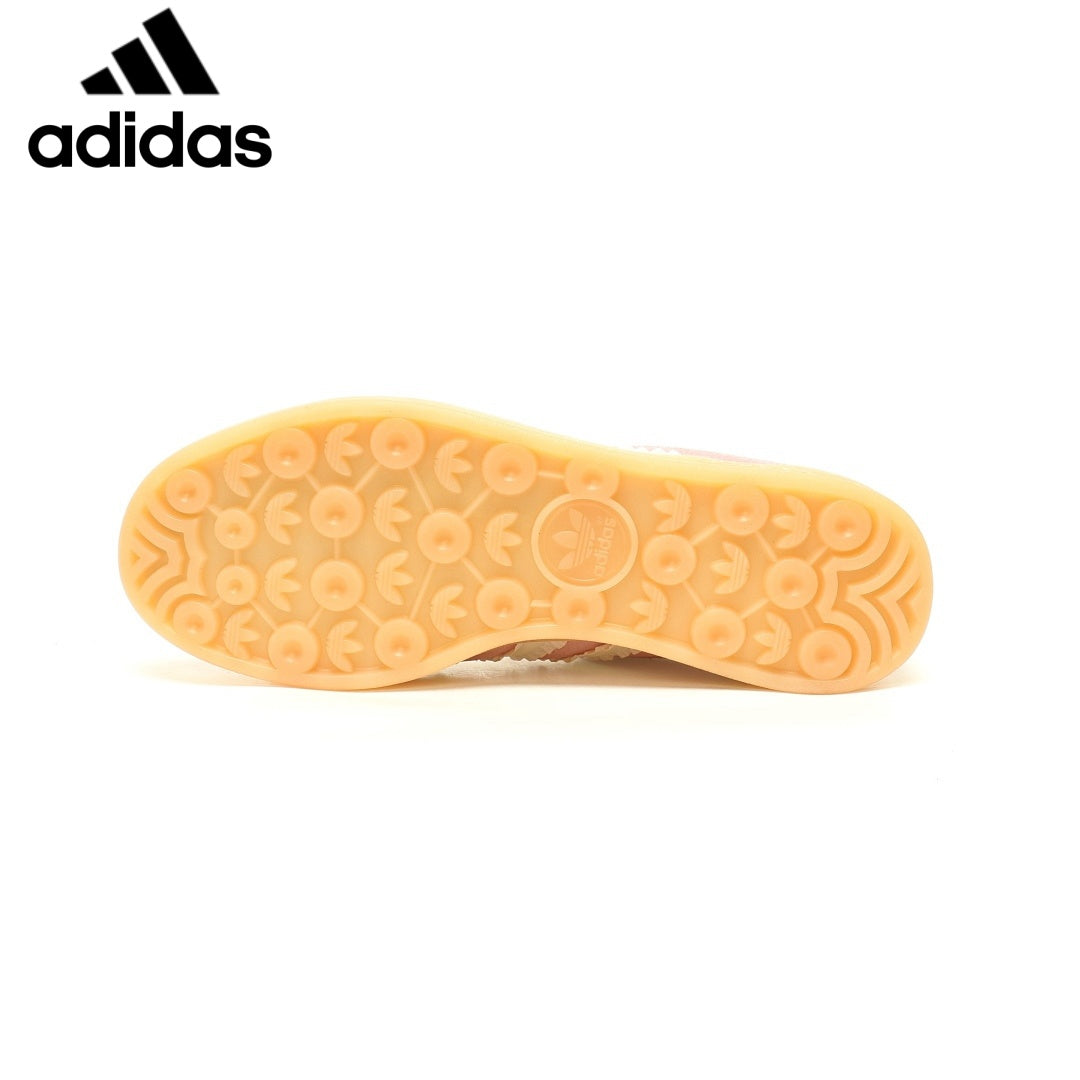 adidas Gazelle Indoor Sneakers – Pink / Off White with Ruffle Stripes,Adidas Women's Shoe Sale / Men's Shoe Sale