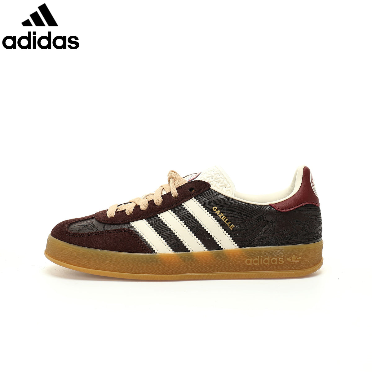 adidas Originals Gazelle Indoor Shoes "Dark Brown / Off White / Burgundy"ShoesClassic sneakers，Adidas Women's Shoe Sale / Men's Shoe Sale