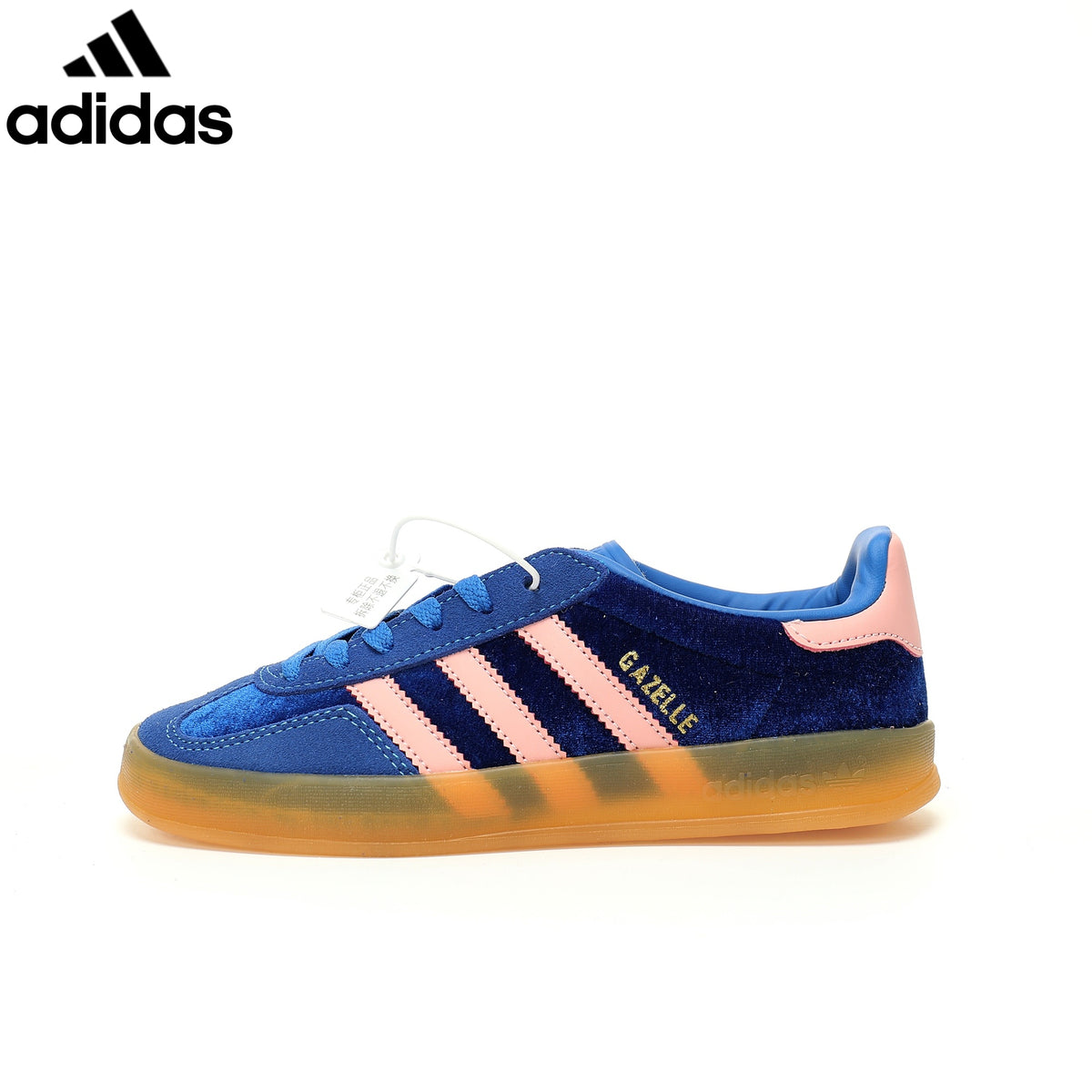 adidas Originals Gazelle Indoor W Shoes "Blue Semi / Pink Spark / Gum"Classic sneakers，Adidas Women's Shoe Sale / Men's Shoe Sale