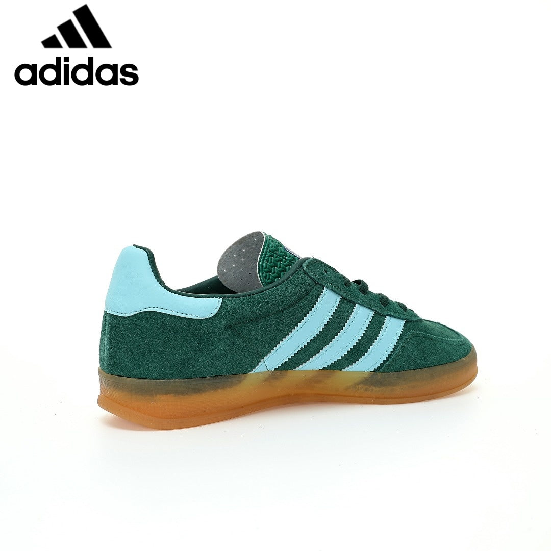 adidas Gazelle Indoor Sneakers – Dark Green / Light Blue - Adidas Women's Shoe Sale / Men's Shoe Sale