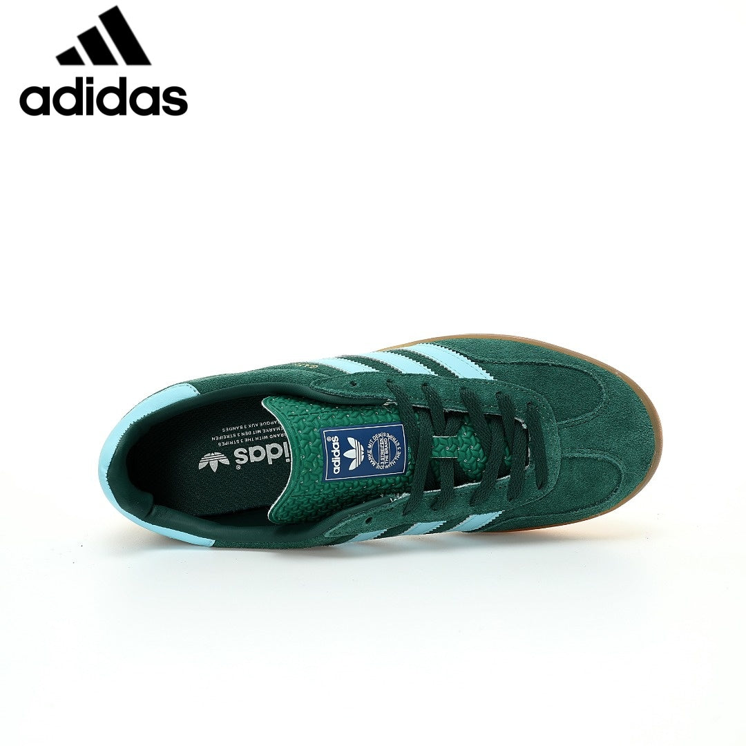 adidas Gazelle Indoor Sneakers – Dark Green / Light Blue - Adidas Women's Shoe Sale / Men's Shoe Sale