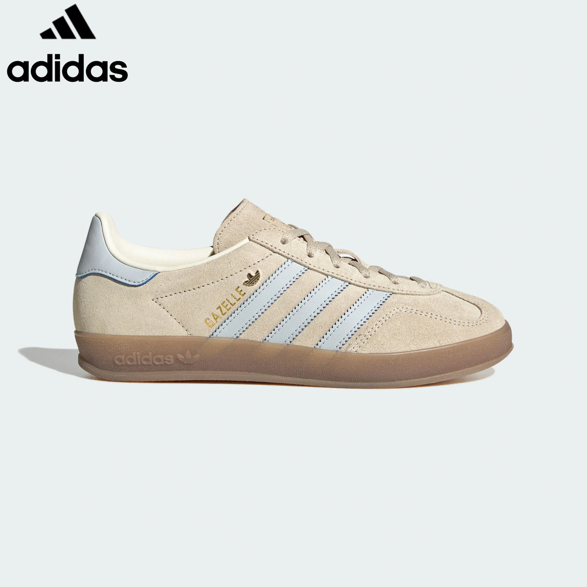 adidas Originals Gazelle Indoor Shoes "Cream White / Light Blue"ShoesClassic sneakers，Adidas Women's Shoe Sale / Men's Shoe Sale