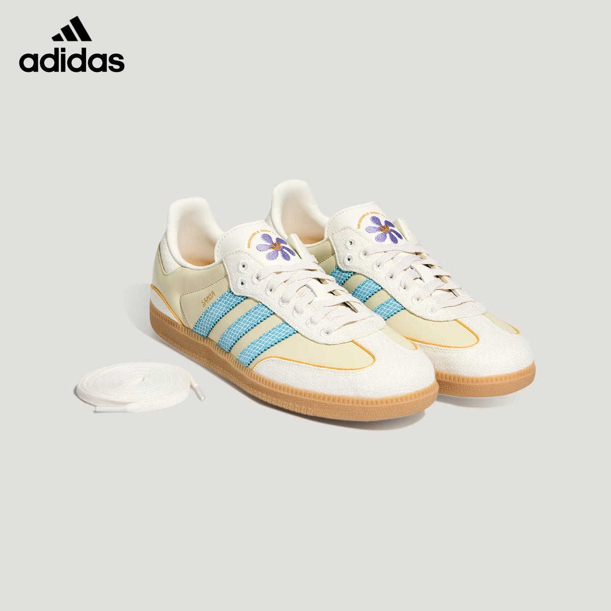 adidas Originals Samba OG Shoes "Sandy Beige / Semi Blue Burst / Off White"Classic sneakers，Adidas Women's Shoe Sale / Men's Shoe Sale