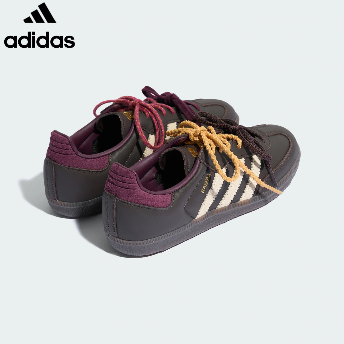 adidas Originals Samba Women's Sneakers – Dark Brown / Cream with Multicolor Laces
