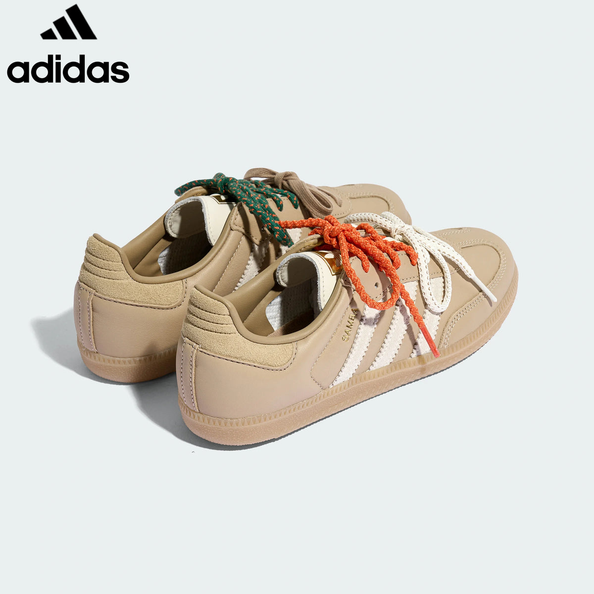 adidas Originals Samba Women's Sneakers – Light Beige / Cream with Multicolor Laces