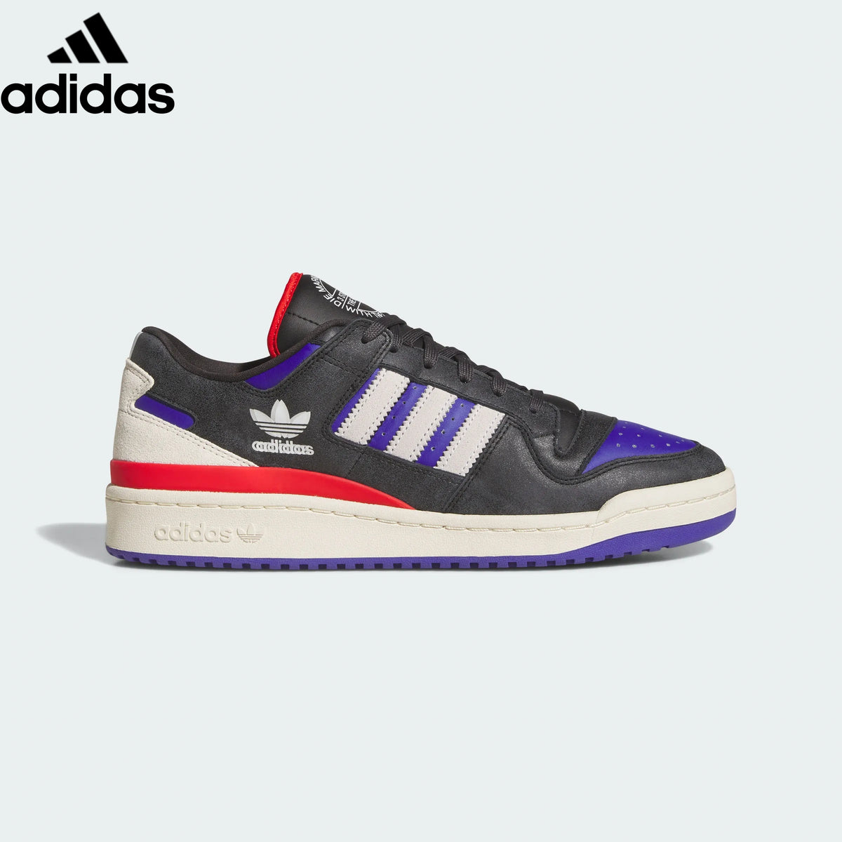 adidas Originals Forum Low Men's Sneakers – Black / Purple / Red with White Stripes