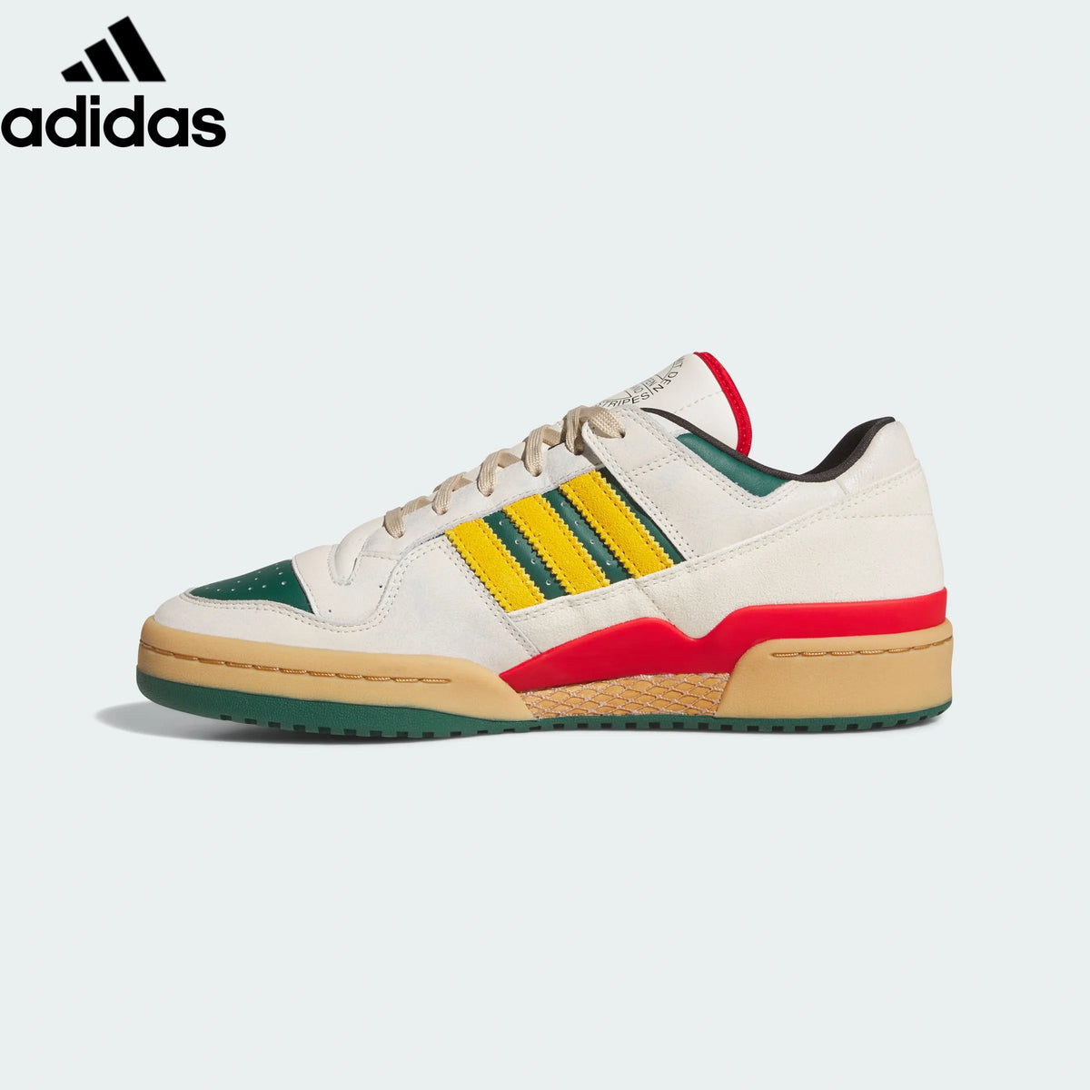 adidas Originals Forum Low Men's Sneakers – Off White with Green, Yellow & Red Stripes