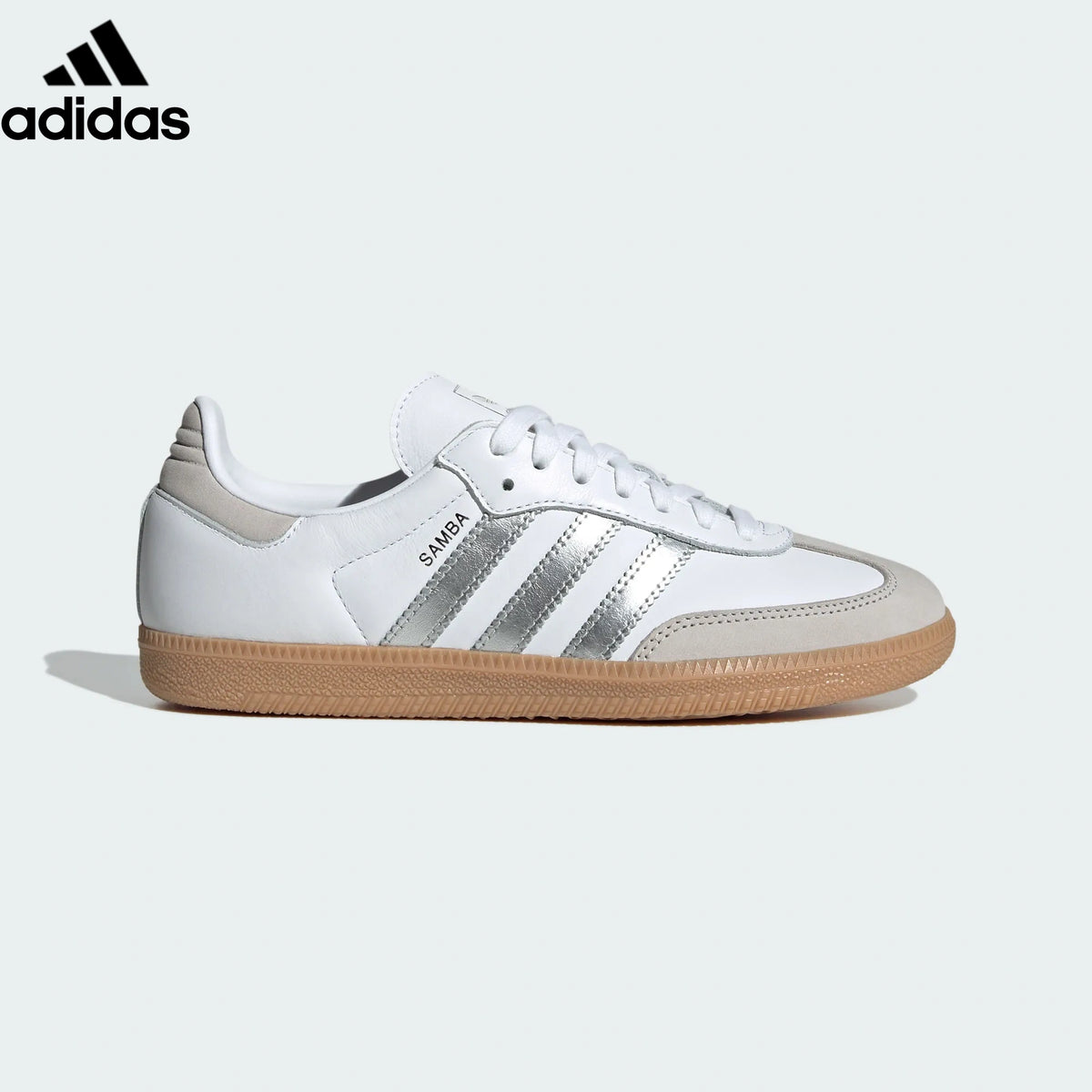 adidas Originals Samba OG W Shoes "Cloud White / Silver Metallic / Grey One / Gum"Classic sneakers，Adidas Women's Shoe Sale / Men's Shoe Sale