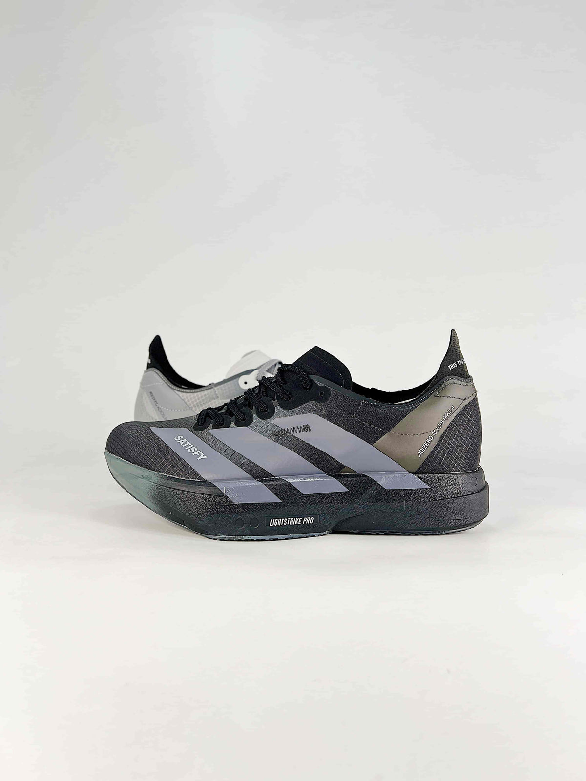 SATISFY x adidas Adizero Adios Pro 4 "Core Black"-Classic sneakers，Adidas Women's Shoe Sale / Men's Shoe Sale