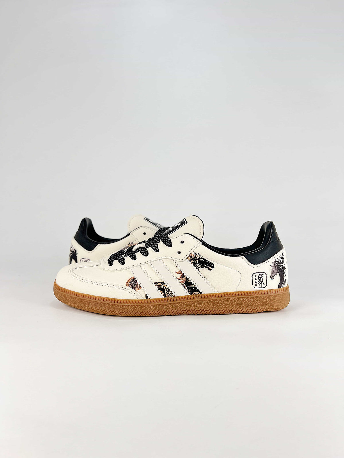 Adidas Samba "Cream White Horse Year Print Gum"-Classic sneakers，Adidas Women's Shoe Sale / Men's Shoe Sale