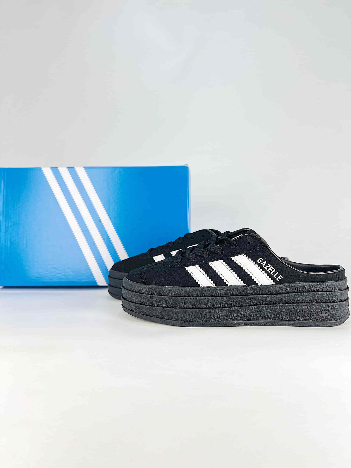 Adidas Gazelle Platform Mule "Black White"-Adidas Women's Shoe Sale / Men's Shoe Sale