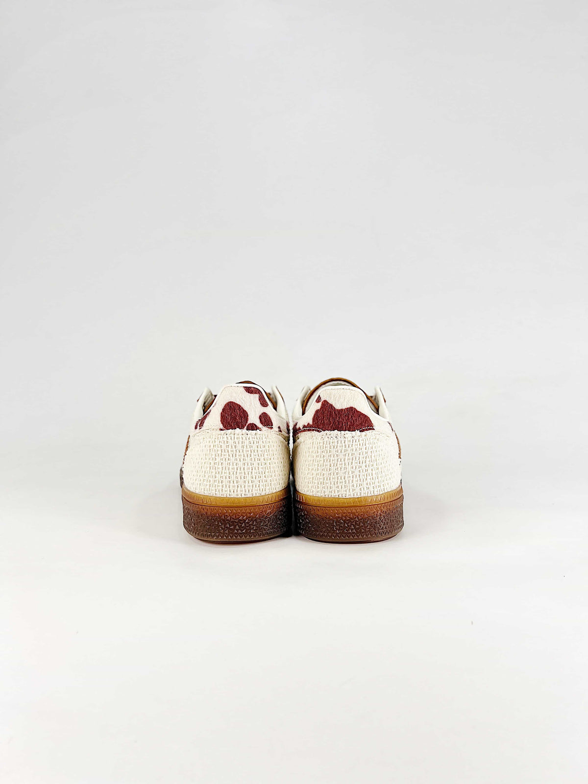 Adidas Handball Spezial Cow Print Mesh Suede Sneakers "Cream Brown Burgundy"-Adidas Women's Shoe Sale / Men's Shoe Sale