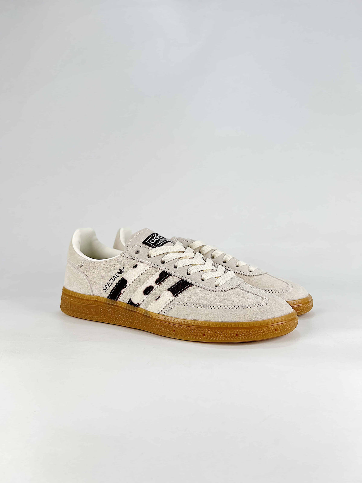 Adidas Originals Handball Spezial "Cream Cow Print Gum" Sneakers-Adidas Women's Shoe Sale / Men's Shoe Sale
