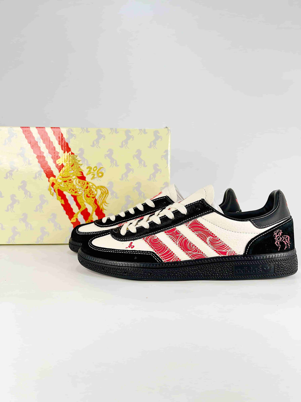 Adidas Originals Gazelle Indoor Year of the Horse "Black Off White Red"-Adidas Women's Shoe Sale / Men's Shoe Sale