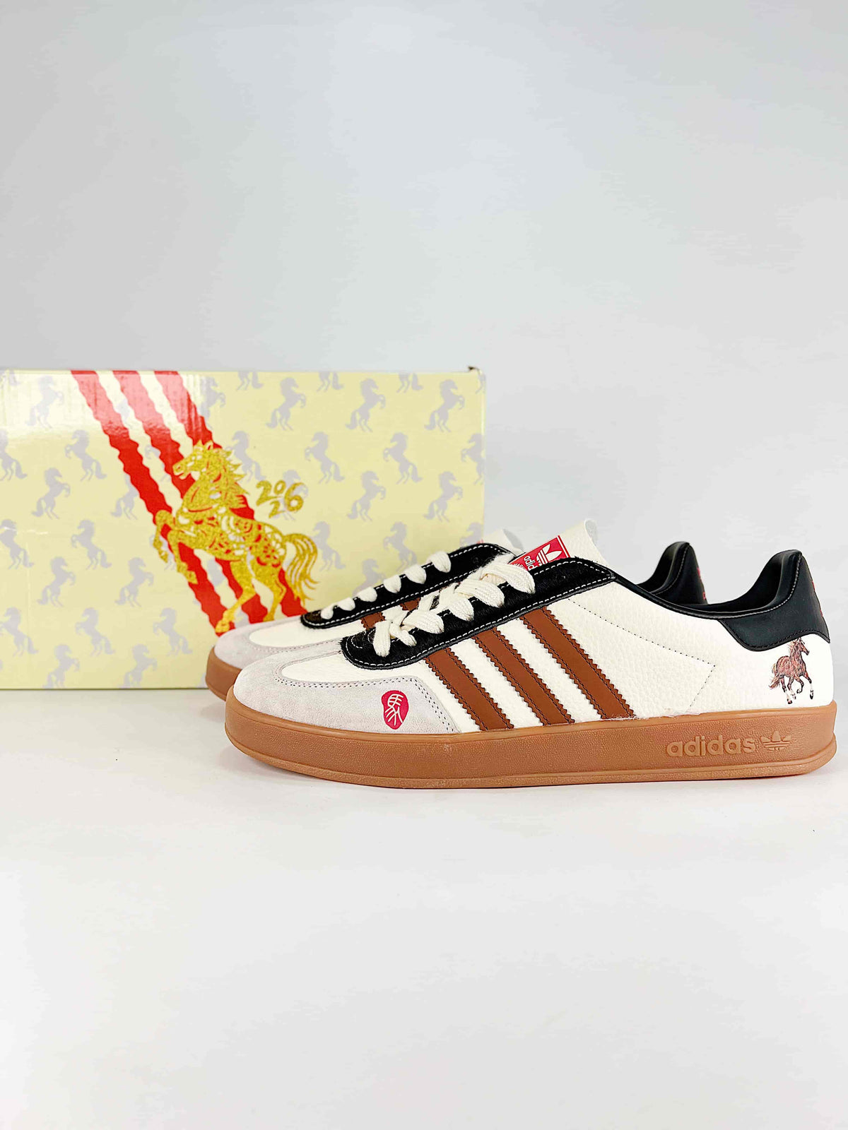 Adidas Gazelle Indoor Year of Horse "Cream White Brown"-Adidas Women's Shoe Sale / Men's Shoe Sale