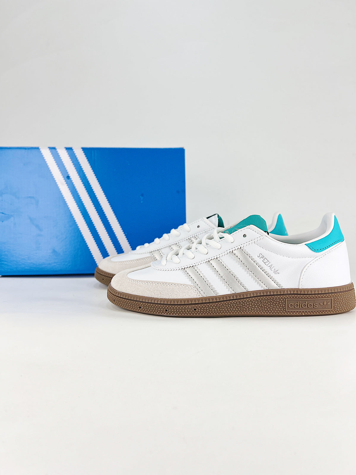 Adidas Handball Spezial AMG "White Turquoise Gum" Sneakers-Adidas Women's Shoe Sale / Men's Shoe Sale