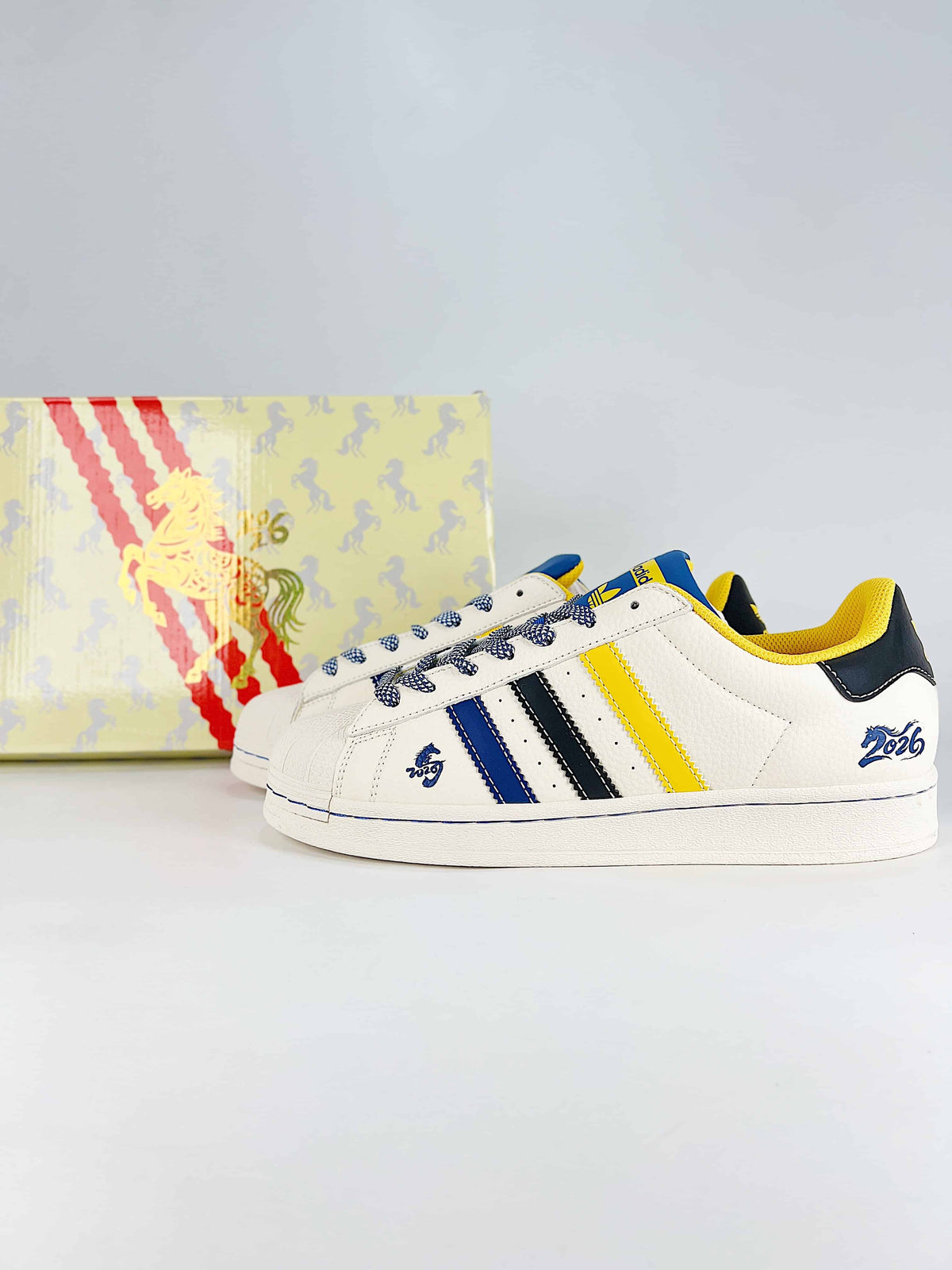Adidas Originals Superstar Year of the Horse "Off White Yellow Blue Black"-Adidas Women's Shoe Sale / Men's Shoe Sale