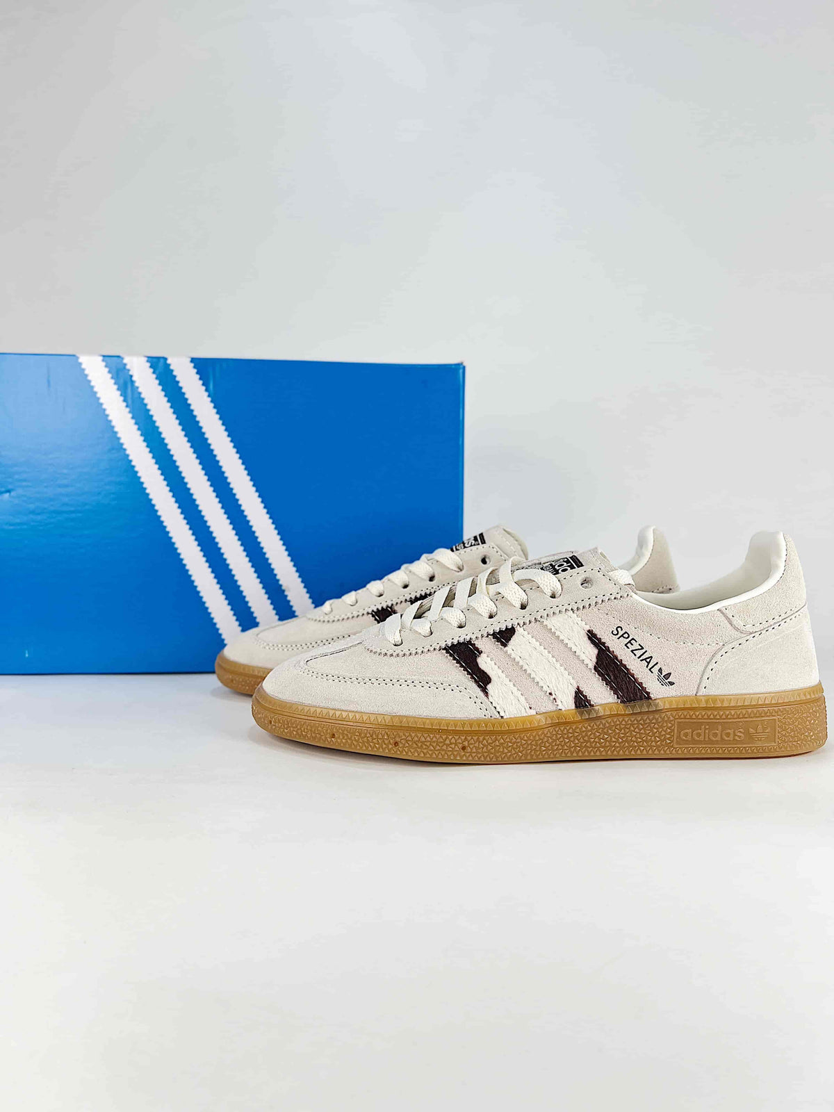 Adidas Originals Handball Spezial "Cream Cow Print Gum" Sneakers-Adidas Women's Shoe Sale / Men's Shoe Sale