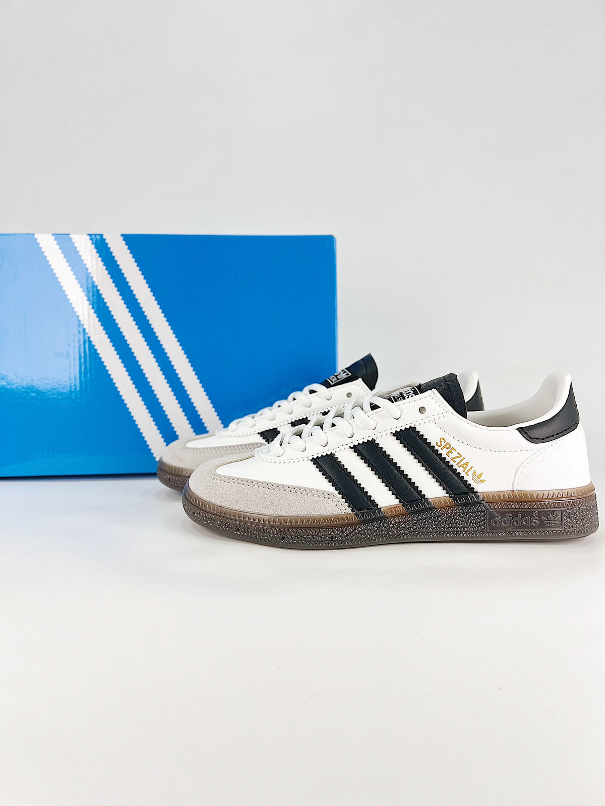 Adidas Handball Spezial Leather Sneakers "White Black"-Adidas Women's Shoe Sale / Men's Shoe Sale