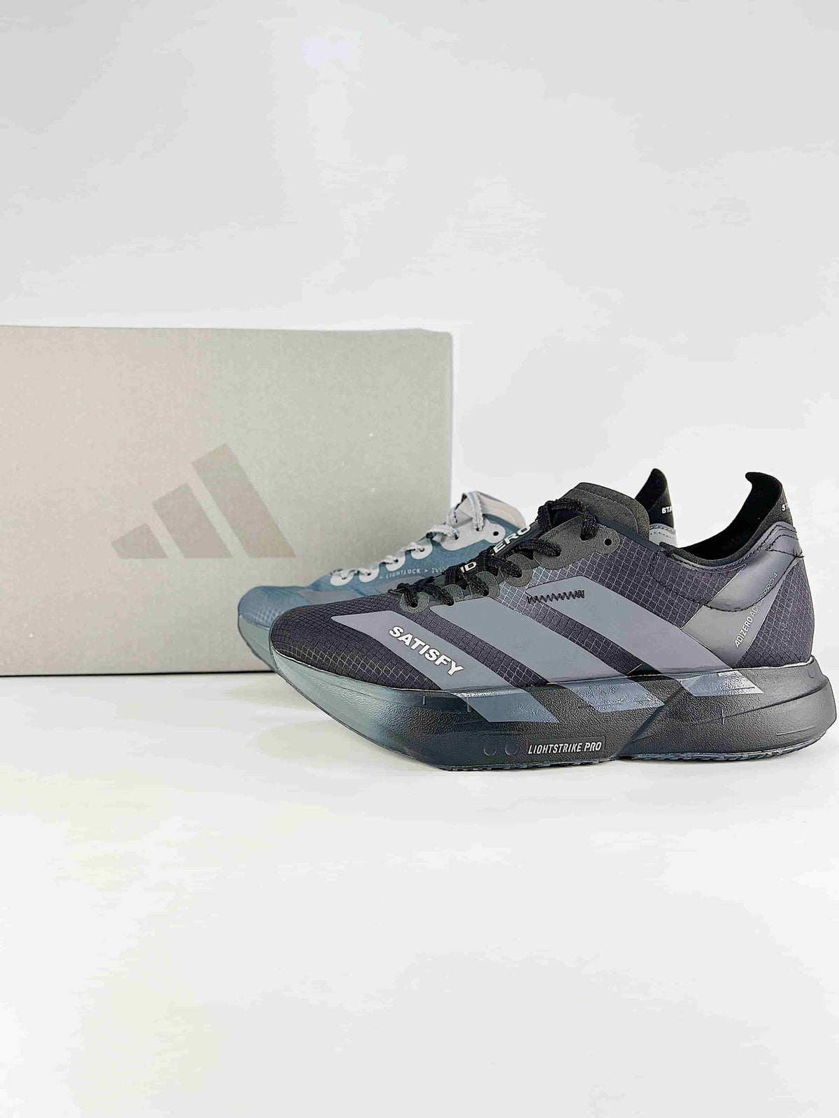 adidas Adizero Adios Pro 4 x Satisfy "Black Grey"-Classic sneakers，Adidas Women's Shoe Sale / Men's Shoe Sale